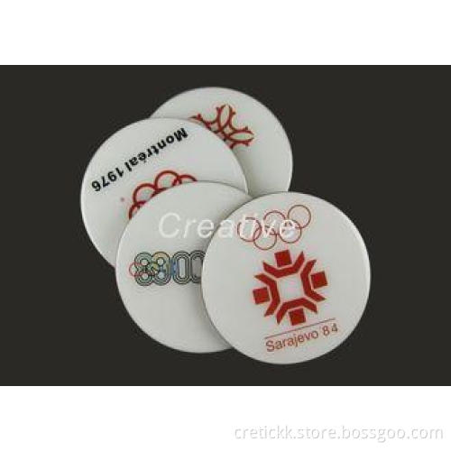 SGS Approved Custom Cork Coasters , CMYK Round Wooden Coast